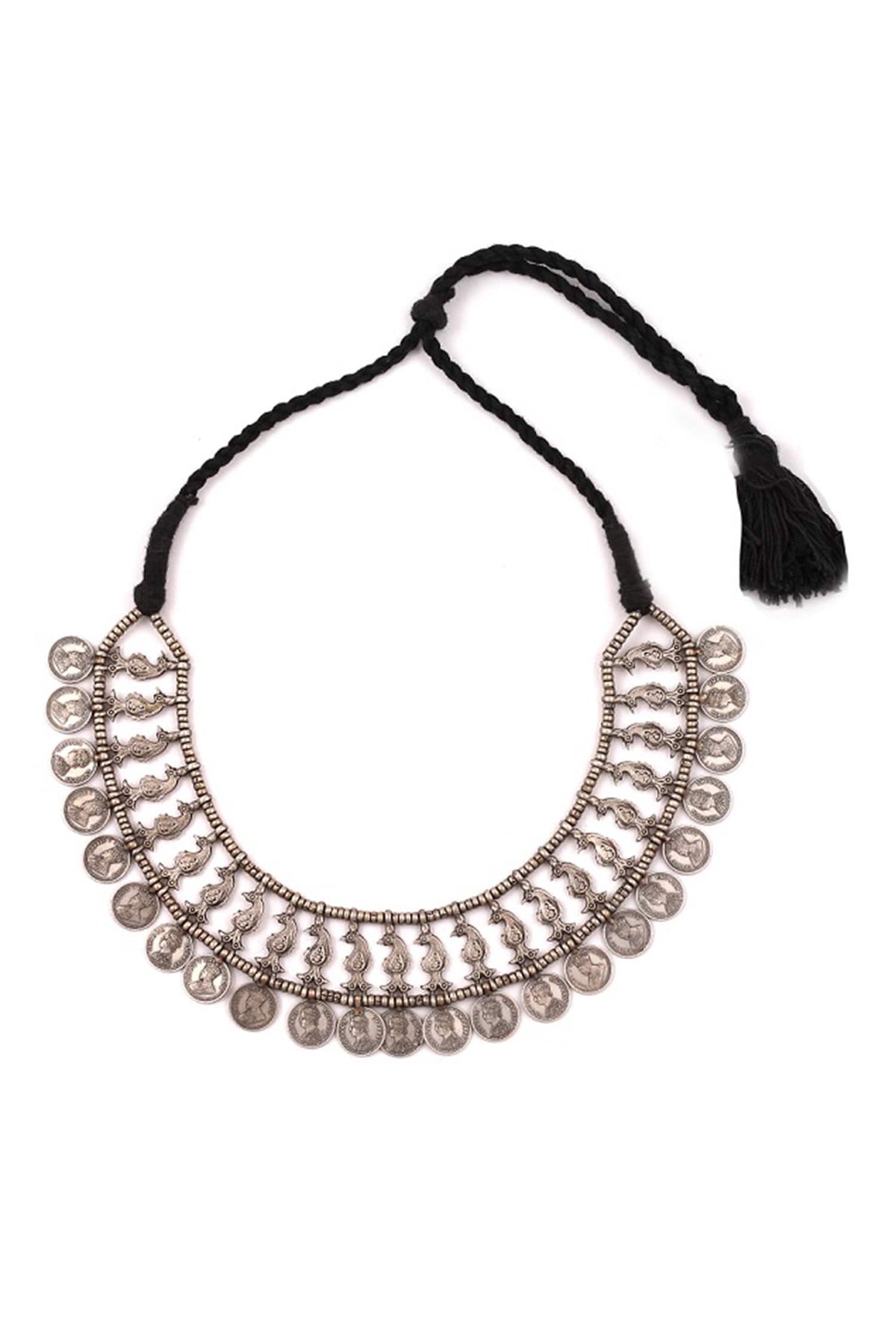 Braided Coin Drop Necklace 