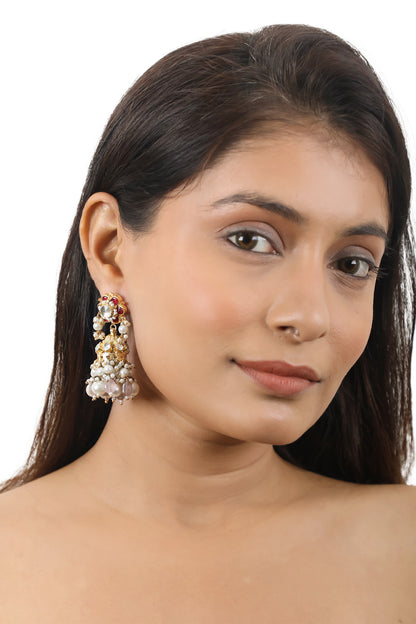 Jadtar Stone Embellished Jhumkas 