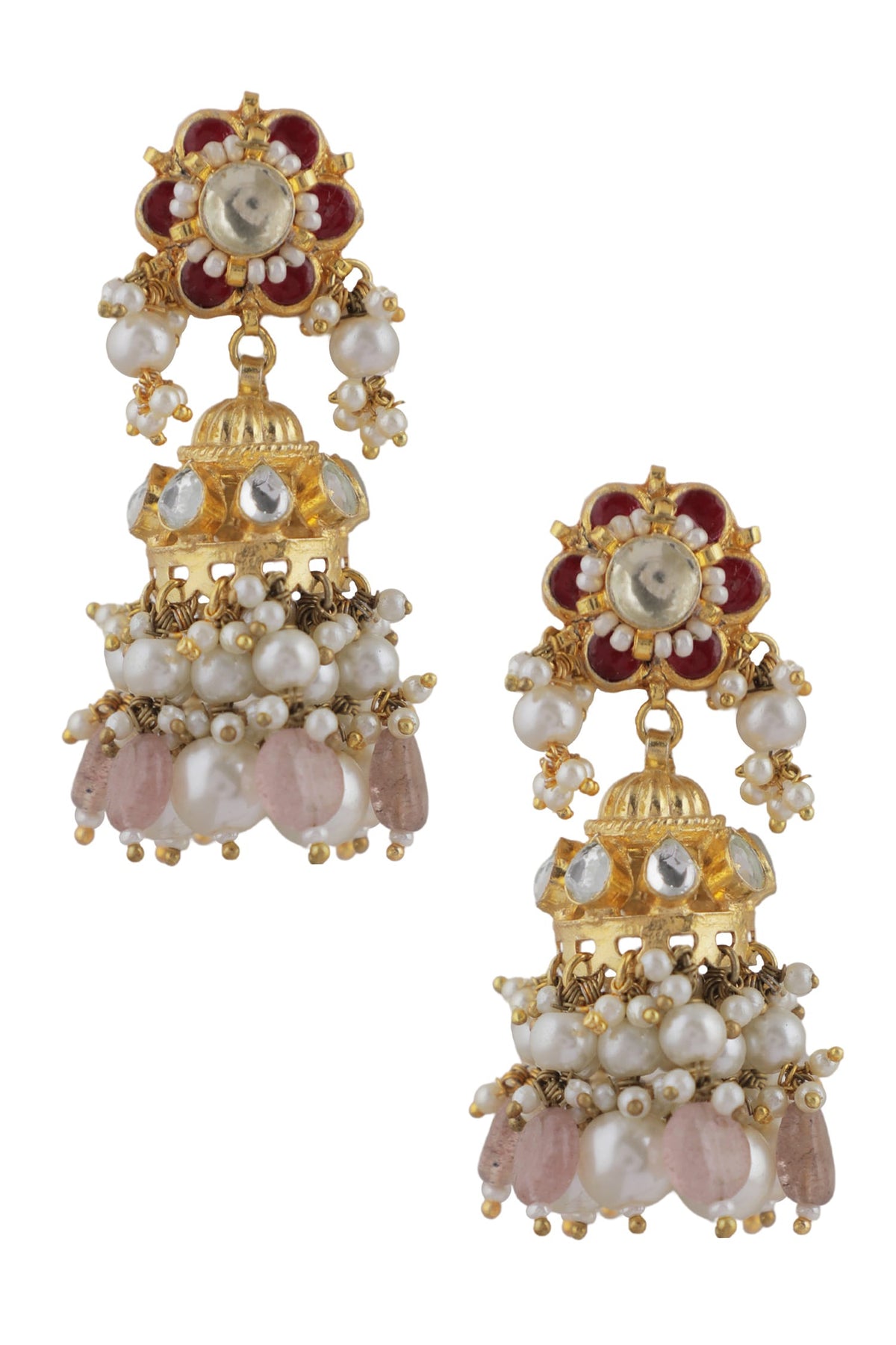 Jadtar Stone Embellished Jhumkas 