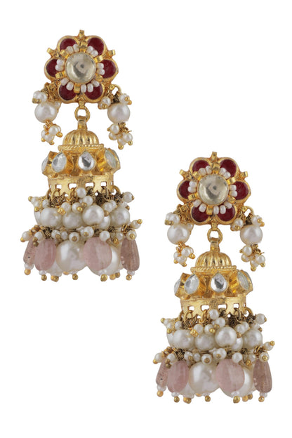 Jadtar Stone Embellished Jhumkas 