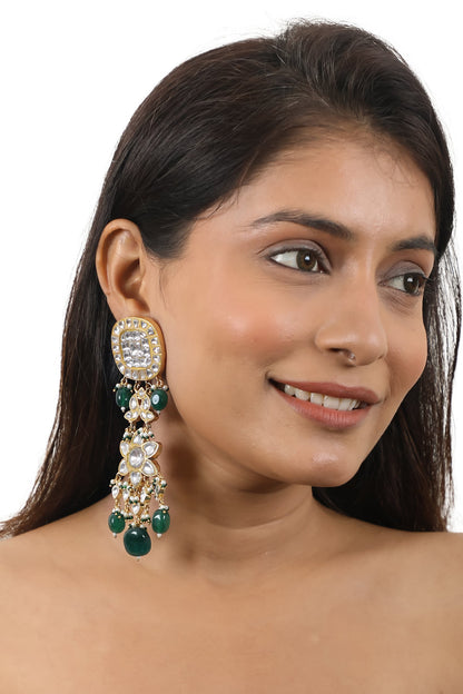 Floral Jadtar Stone Earrings 