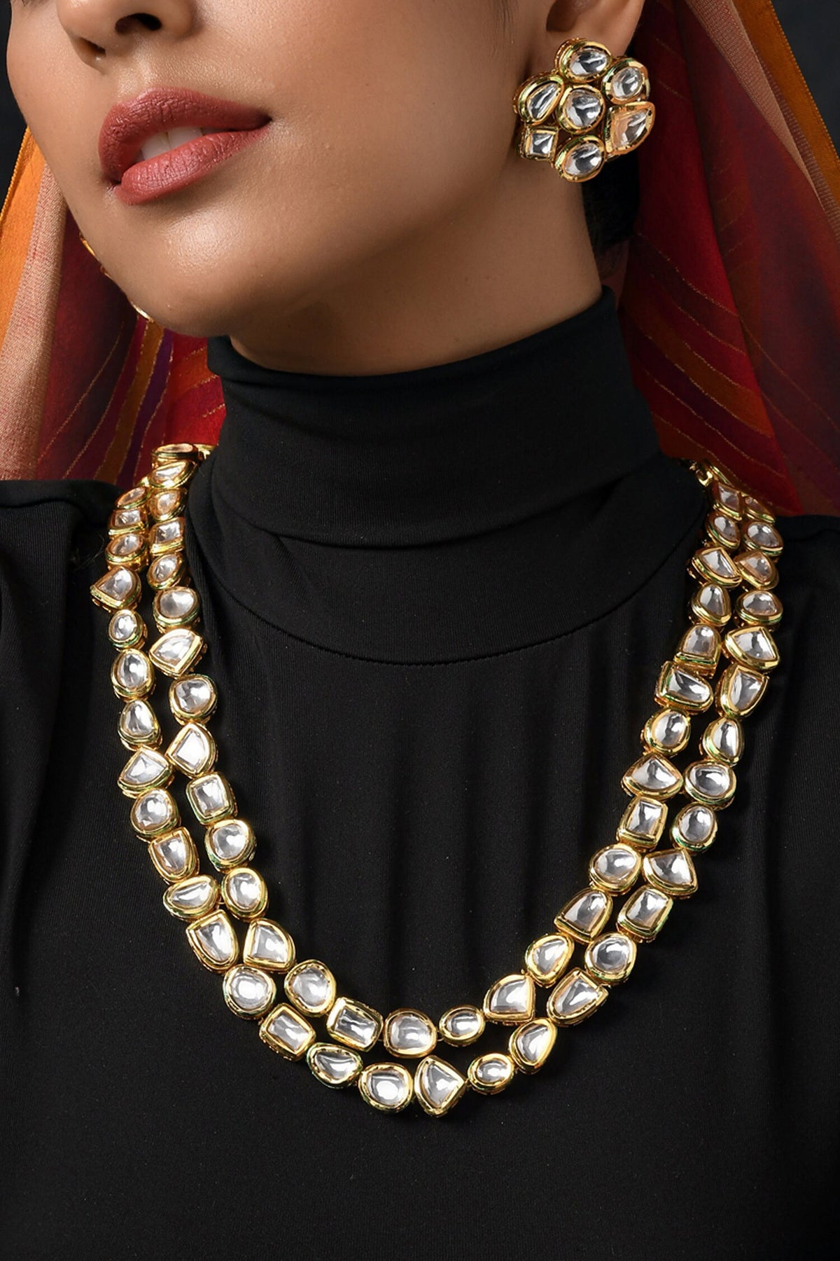 Kundan Layered Necklace Set 