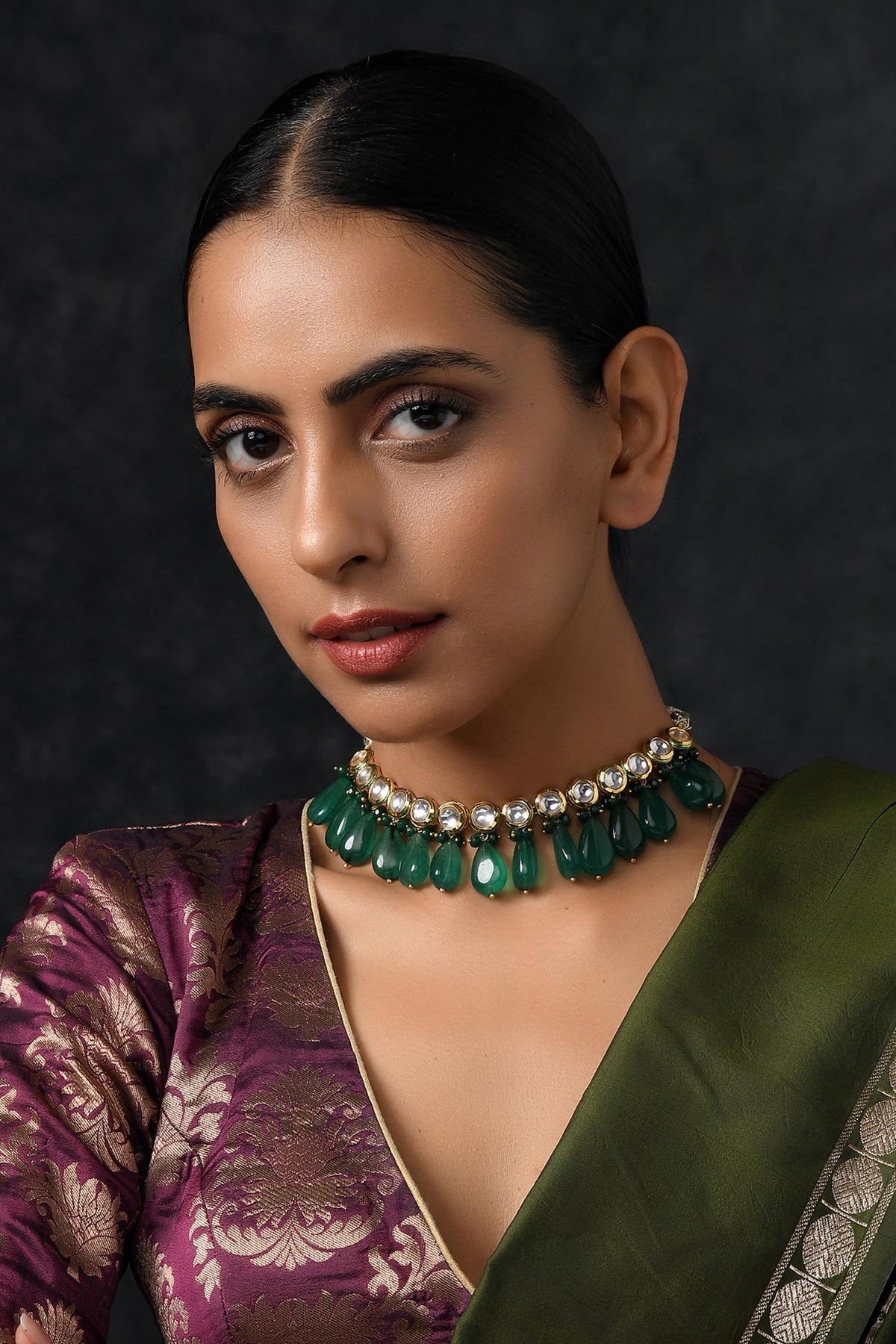 Kundan Stone Drop Choker 
