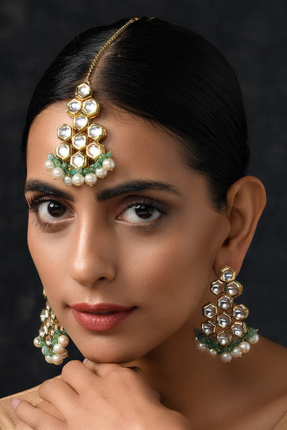 Kundan Earrings with Maangtikka 