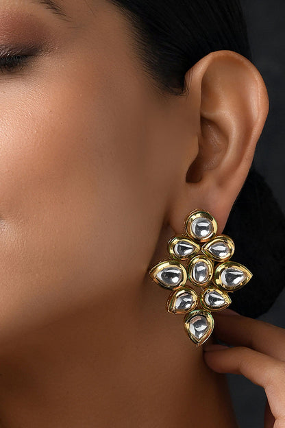Floral Kundan Stud Earrings 