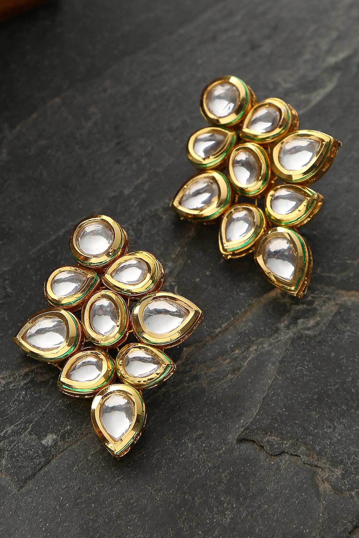 Floral Kundan Stud Earrings 