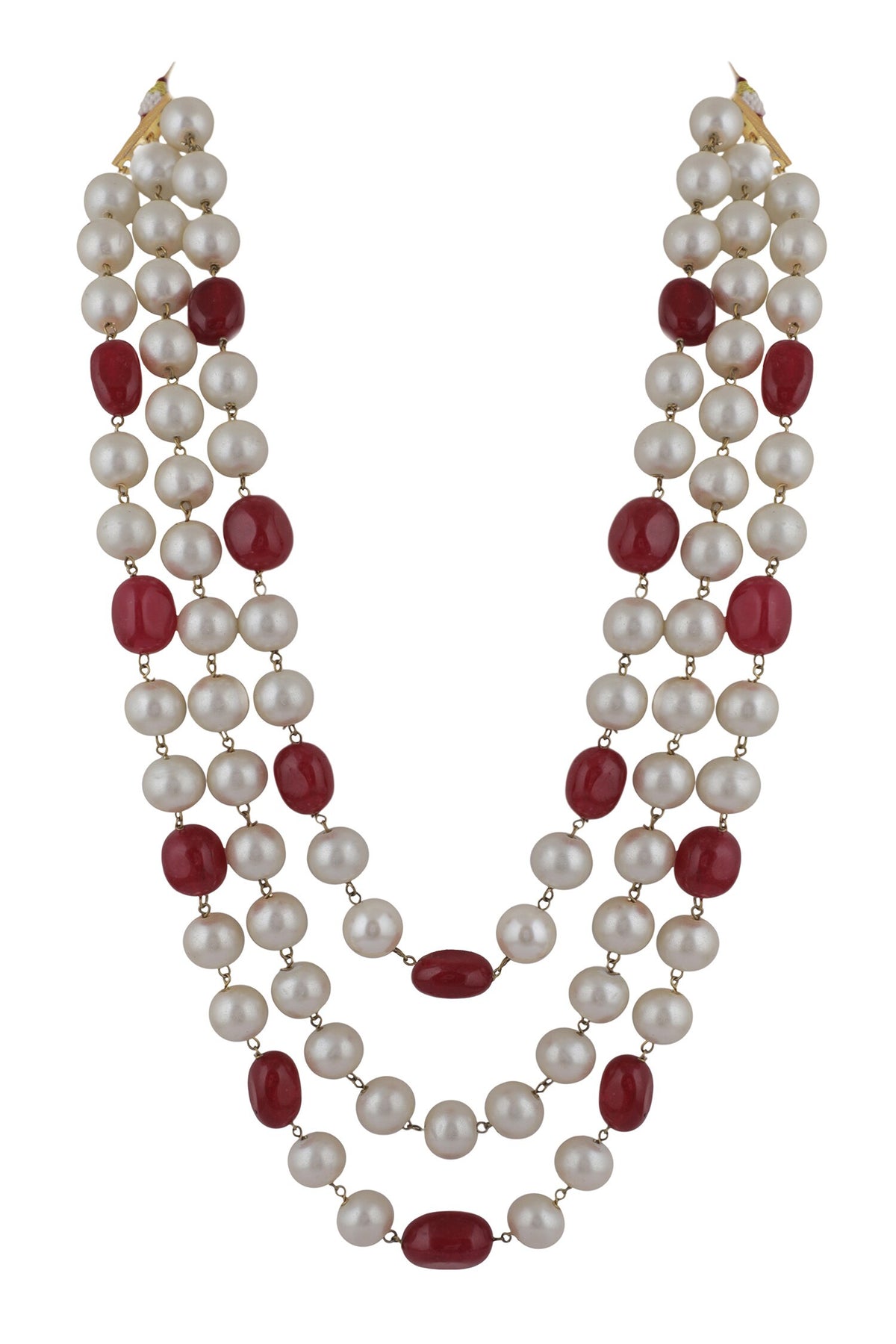 Pearls & Ruby Studded Long Necklace 