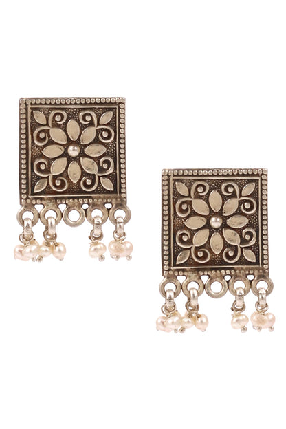 Geometric Carved Earrings 