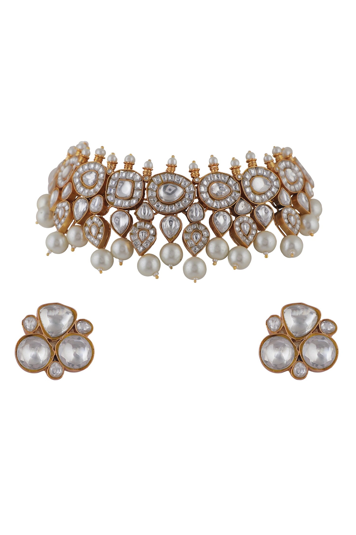 Jadtar Choker Set With Pearl Drops 