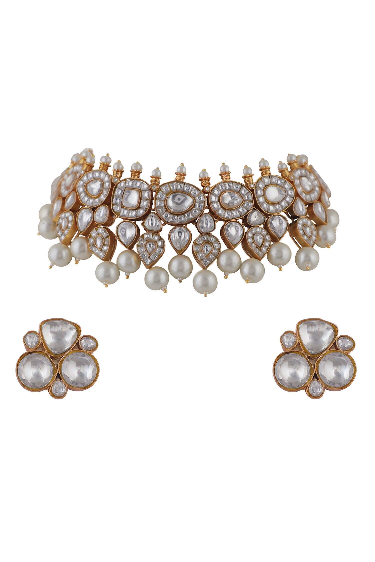 Jadtar Choker Set With Pearl Drops 