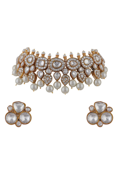 Jadtar Choker Set With Pearl Drops 