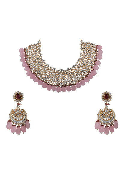 Beaded Hem Jadtar Necklace Set 