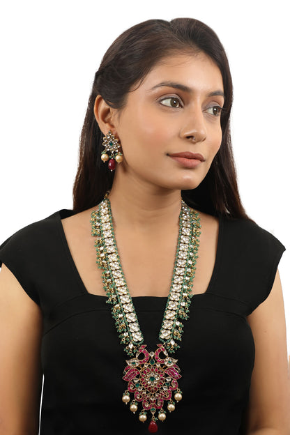 Embellished Peacock Pendant Necklace Set 