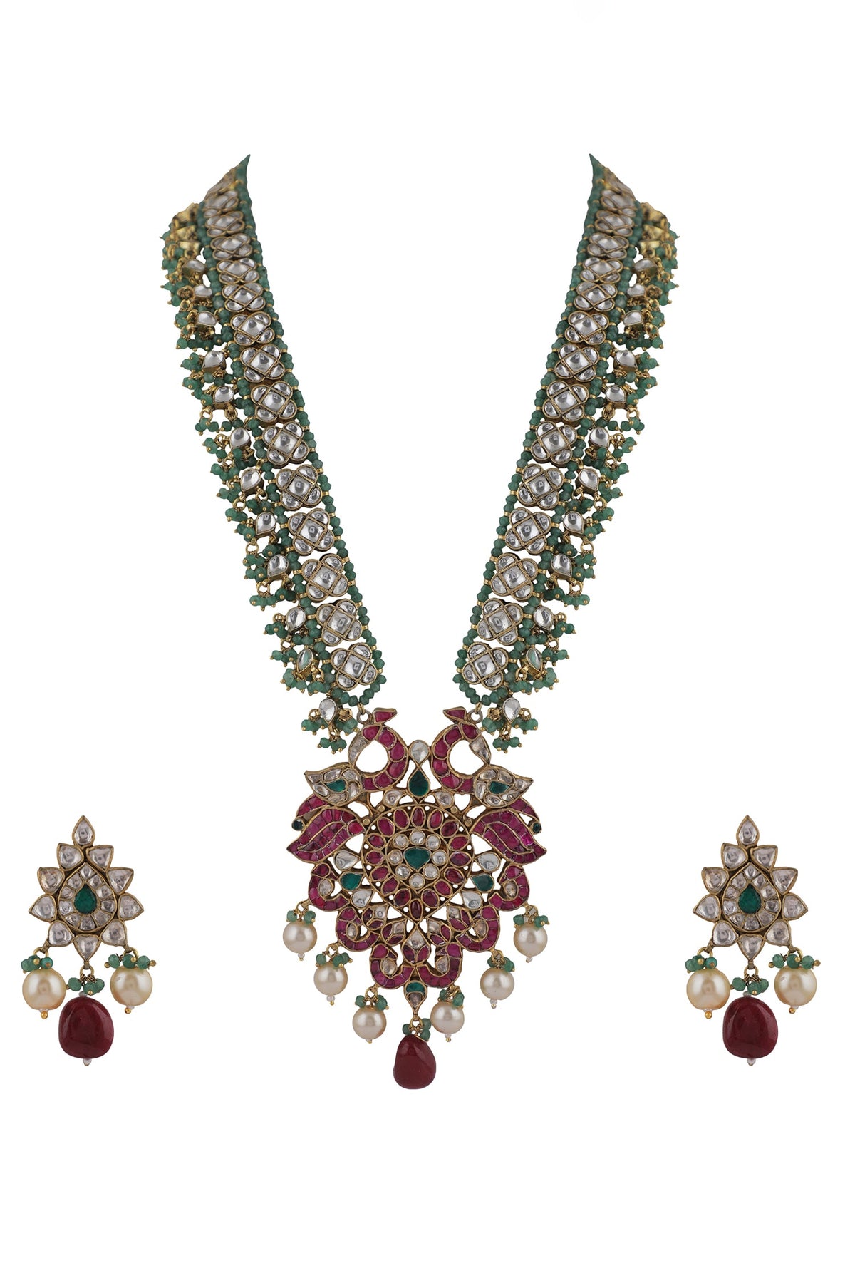 Embellished Peacock Pendant Necklace Set 