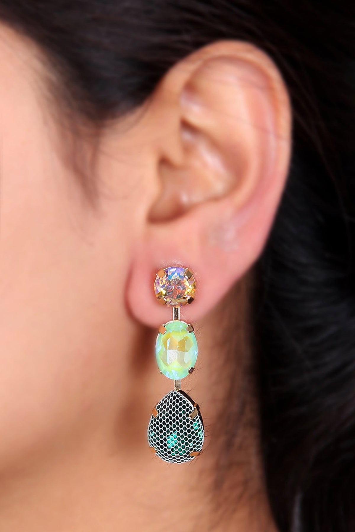 Crystal Embedded Earrings 