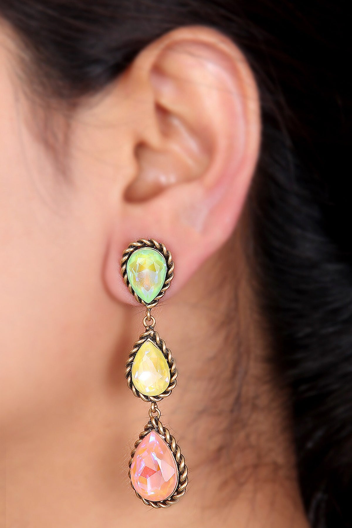 Layered Tear Drop Shaped Earrings 