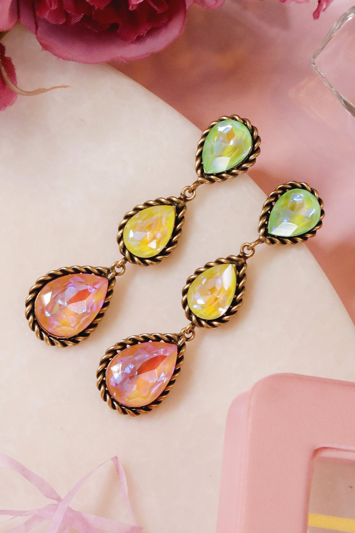 Layered Tear Drop Shaped Earrings 
