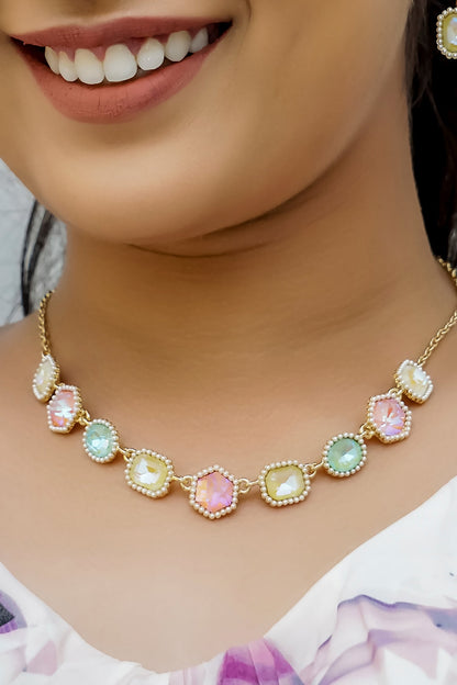 Crystal Stone Embellished Necklace 
