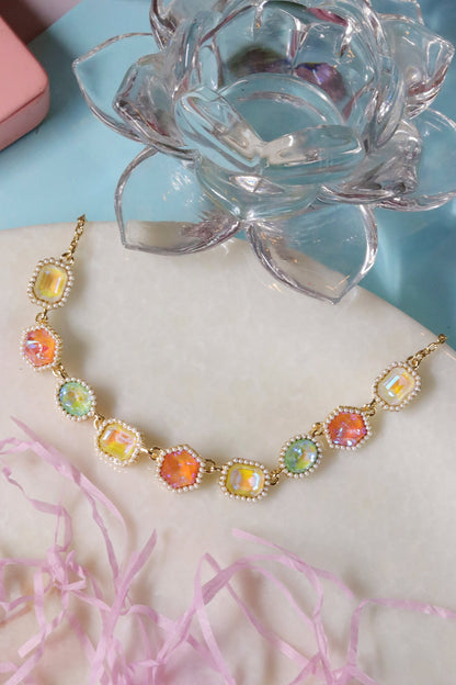 Crystal Stone Embellished Necklace 