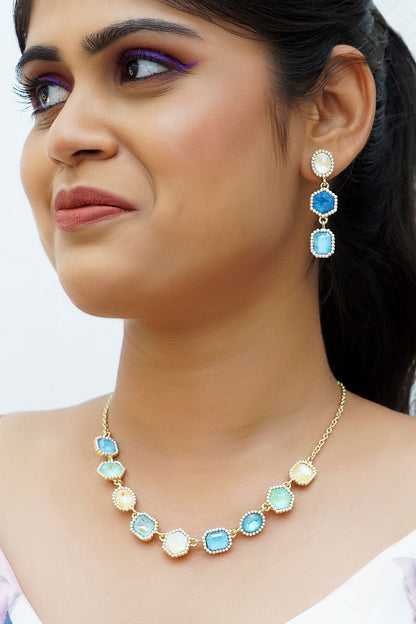 Geometric Shape Stone Embellished Earrings 