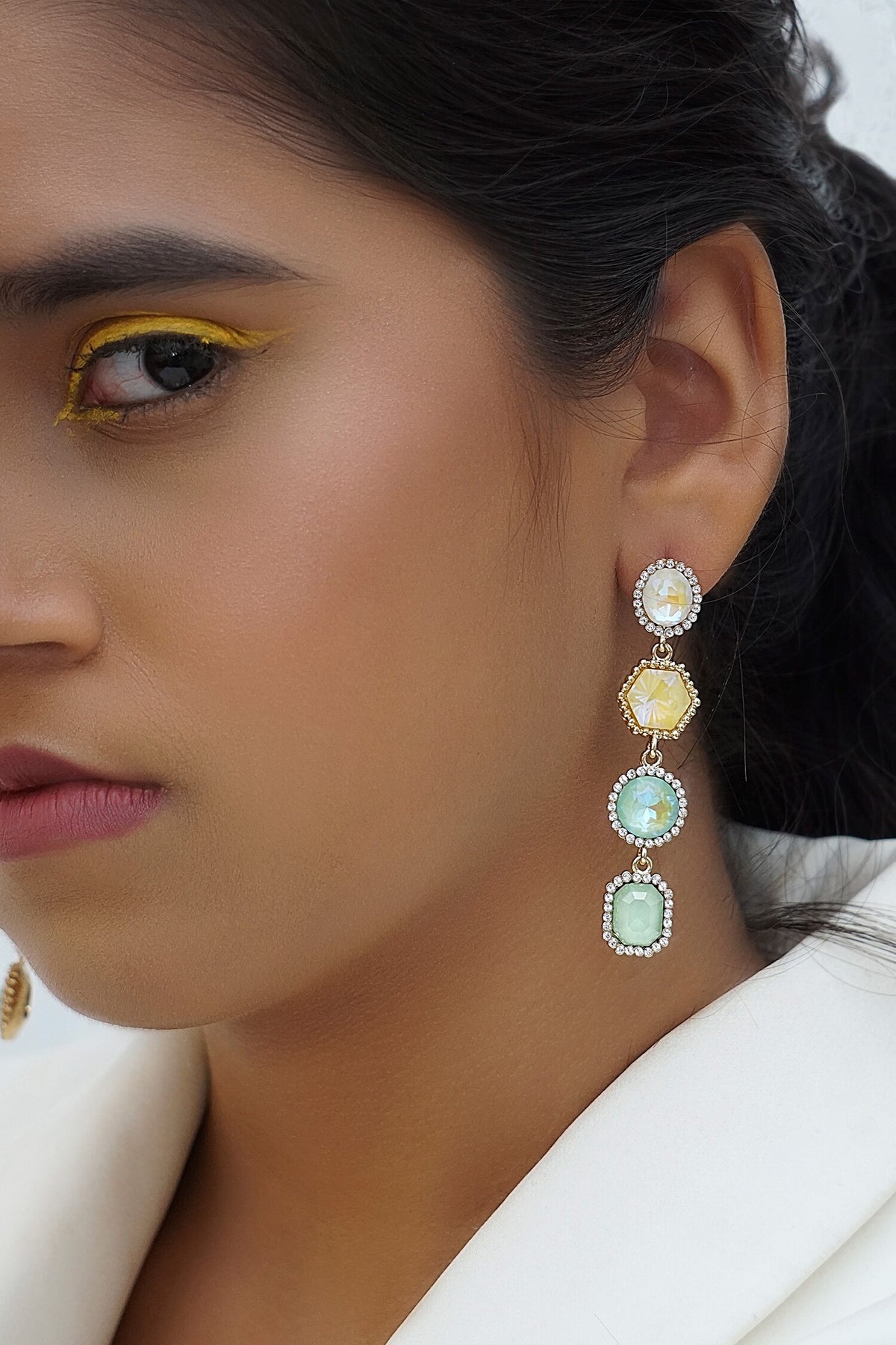 Geometric Crystal Embellished Earrings 