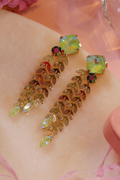 Tiered Carved Leaves Dangler Earrings 