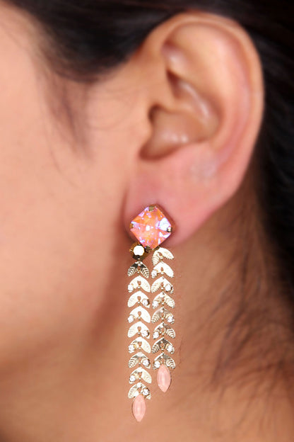 Carved Leaves Dangler Earrings 