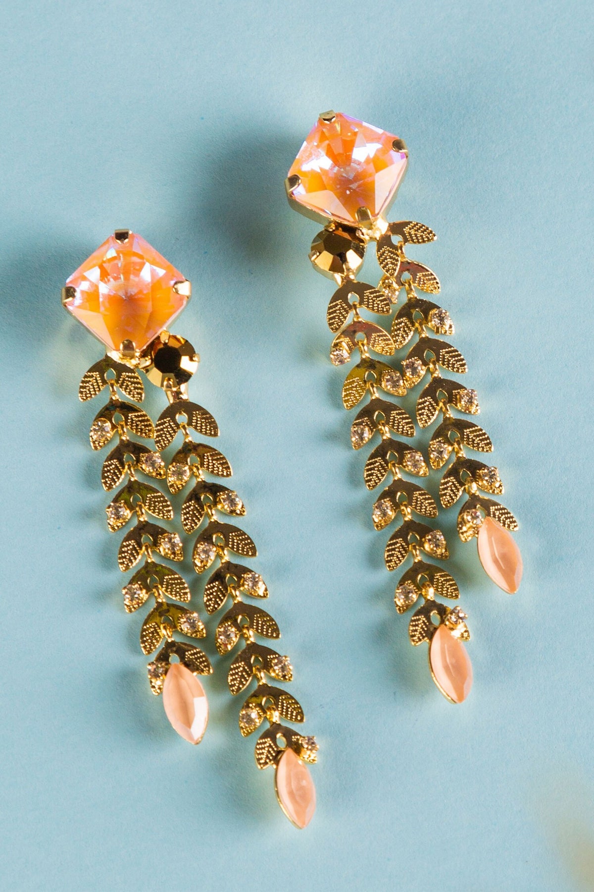 Carved Leaves Dangler Earrings 
