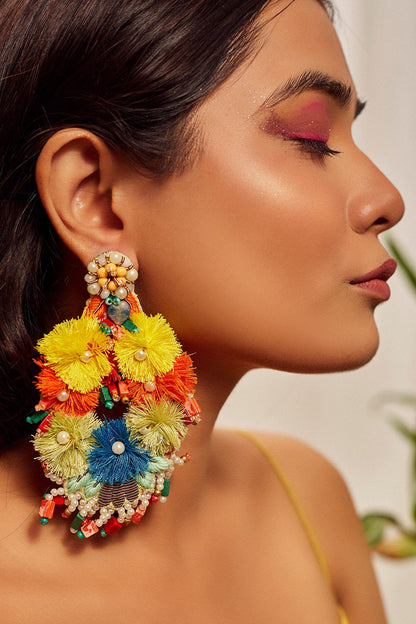 Thread Embroidered Earrings 