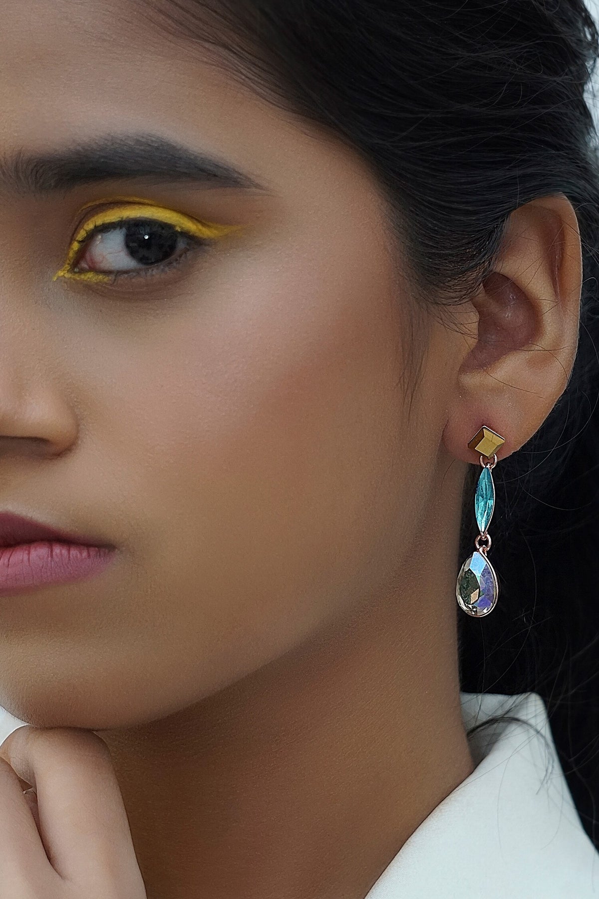 Geometric Stone Embellished Earrings 