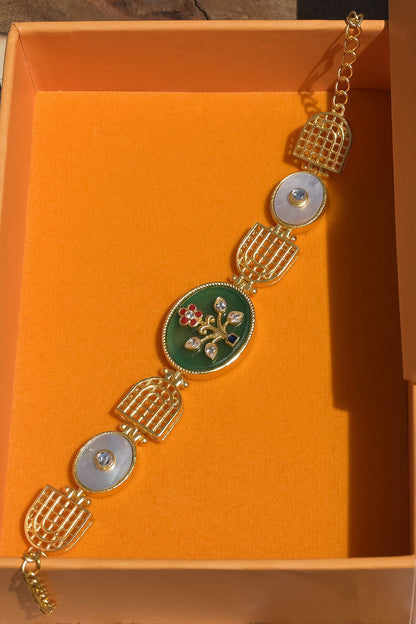 Floral Onyx Embellished Bracelet 