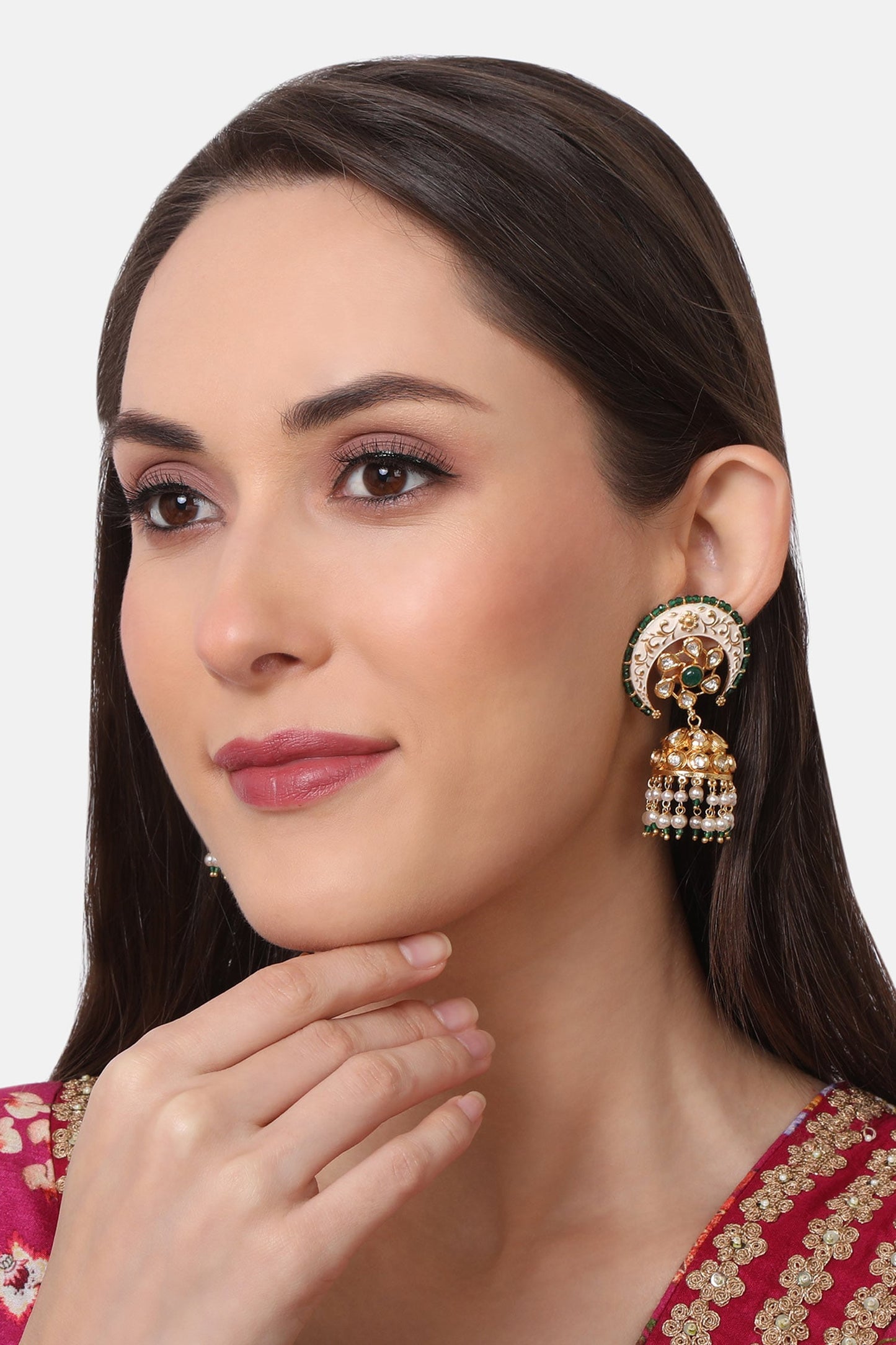 Meenakari Engraved Jhumkas 