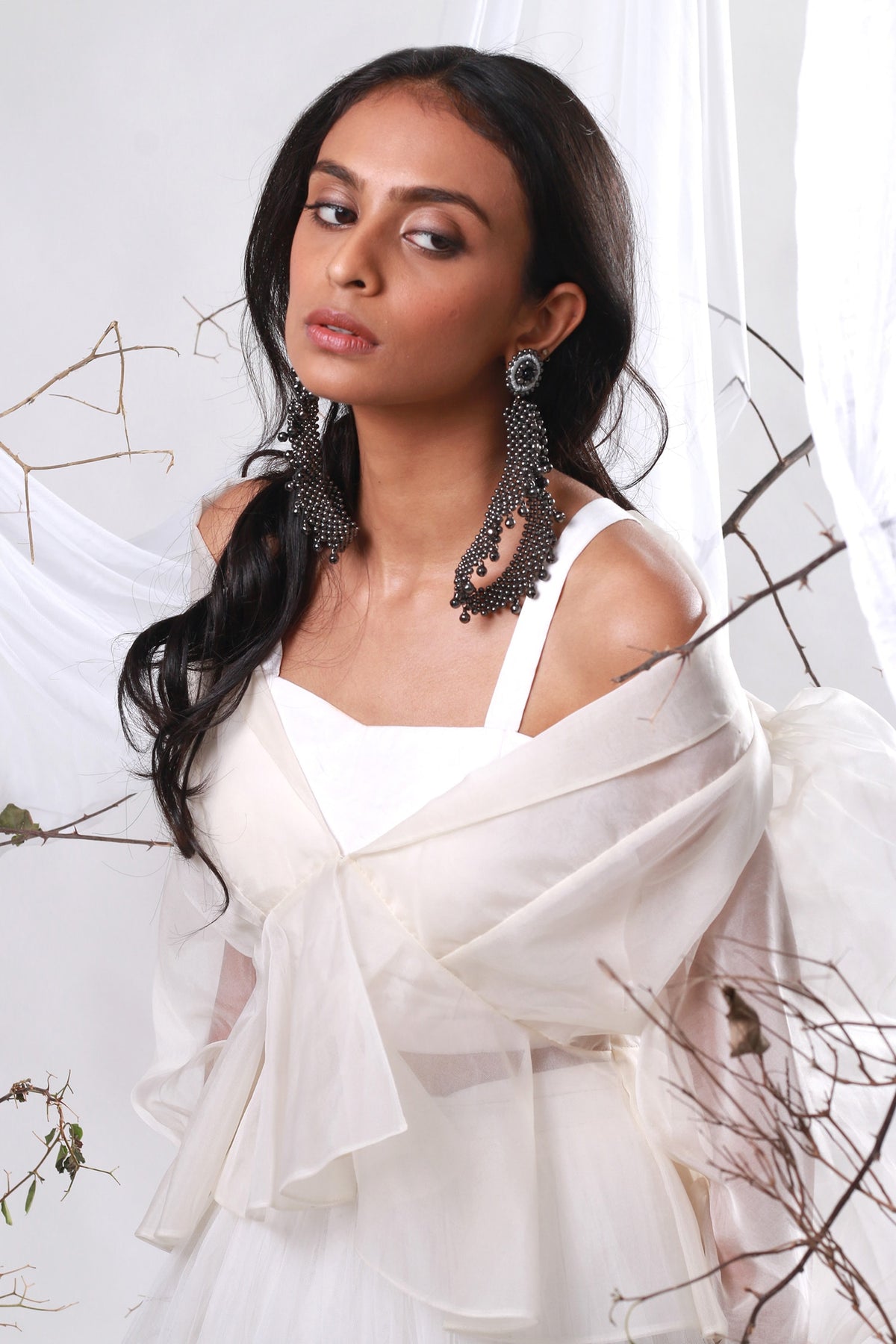 Aiza Studded Long Earrings 