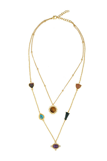 Multi Stone Healing Layered Necklace 