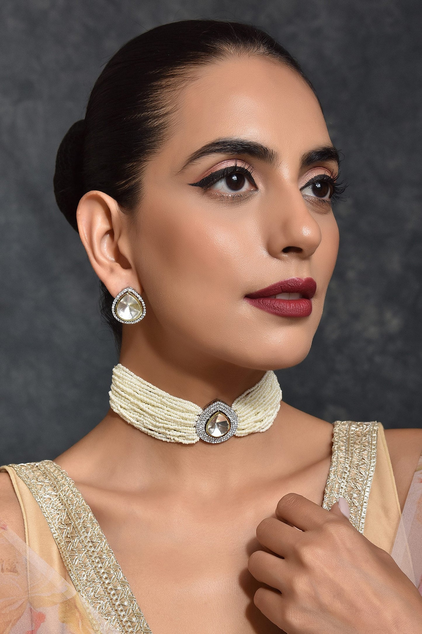Layered Polki Necklace Set 