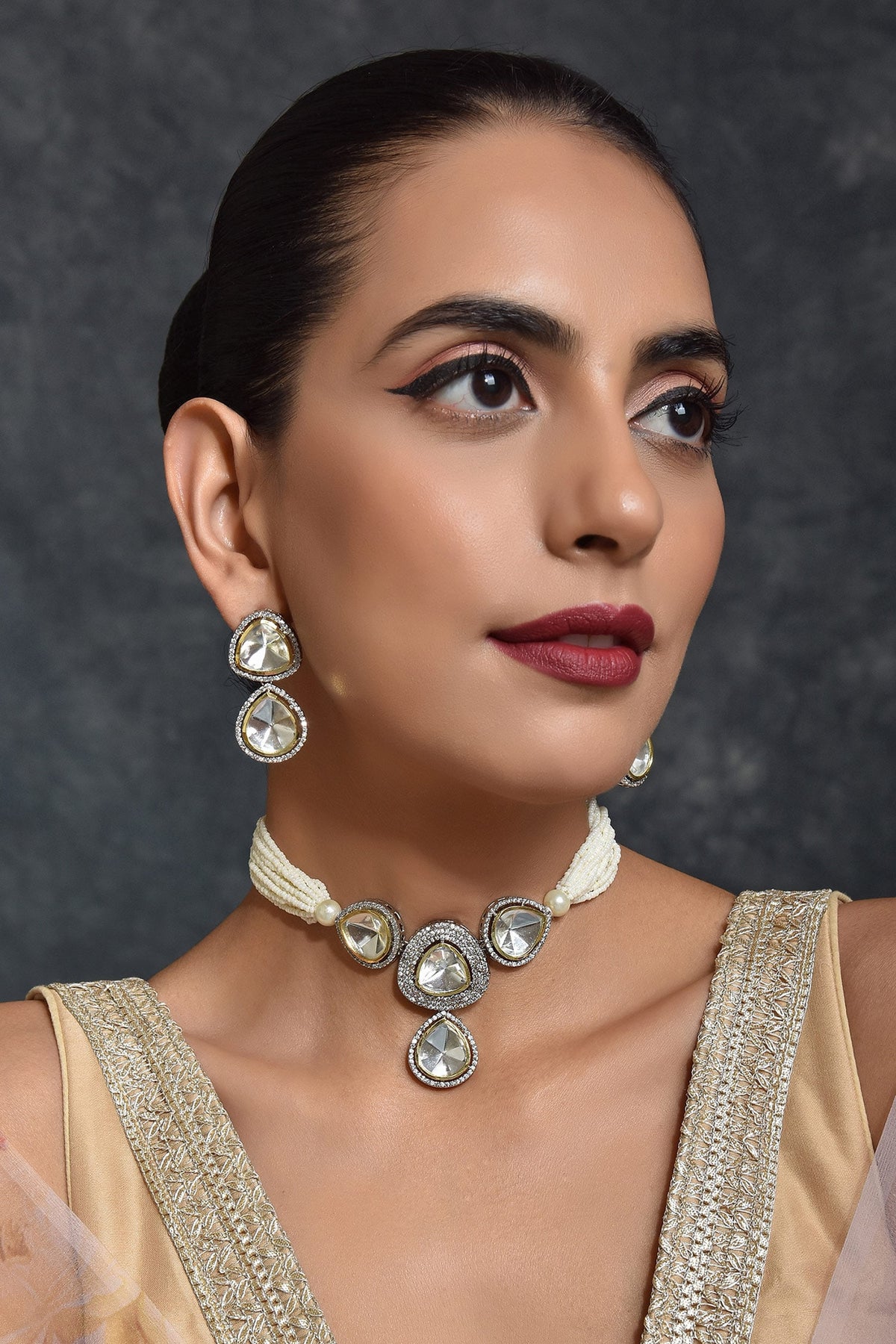 Layered Polki Necklace Set 