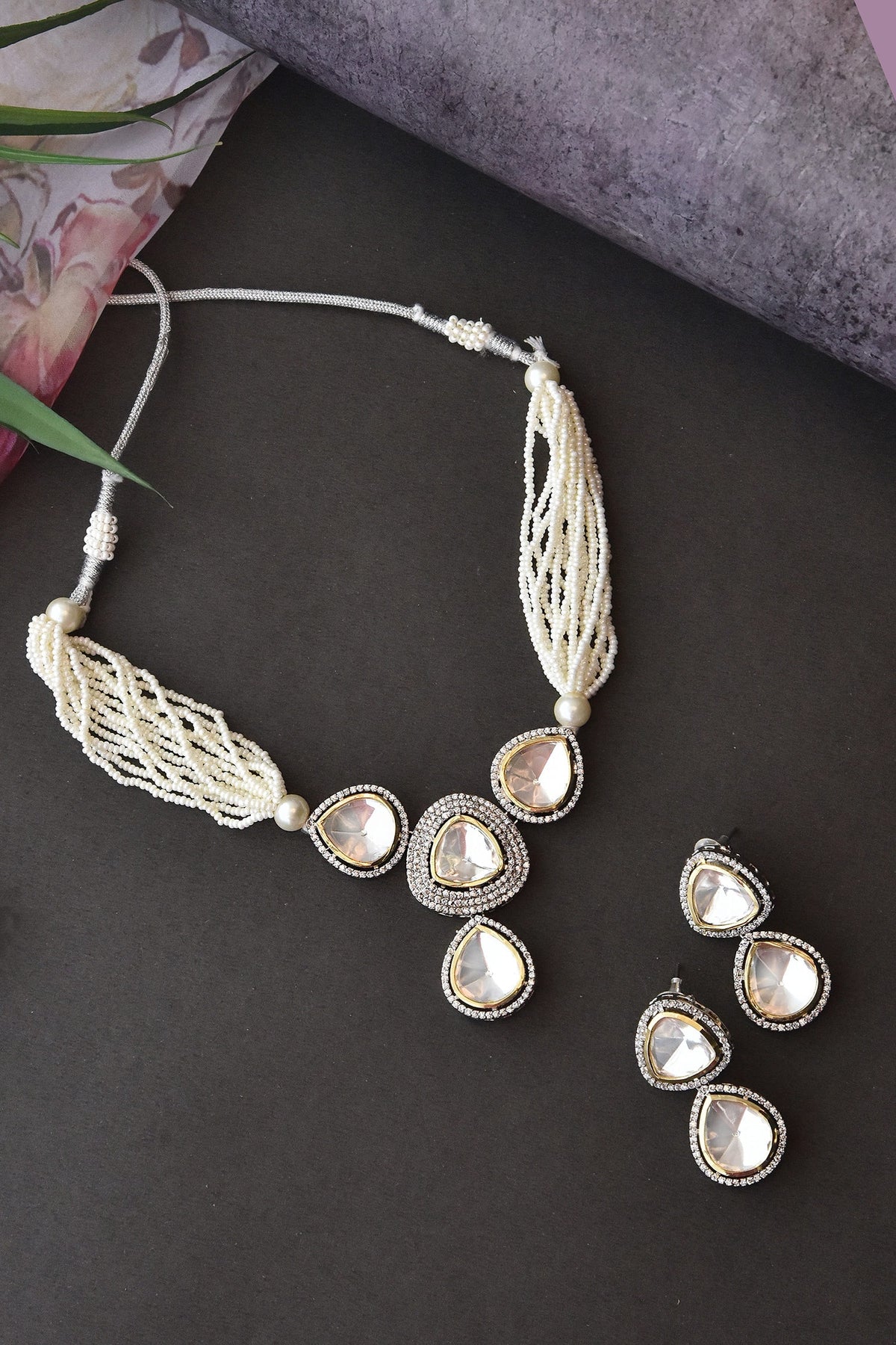 Layered Polki Necklace Set 