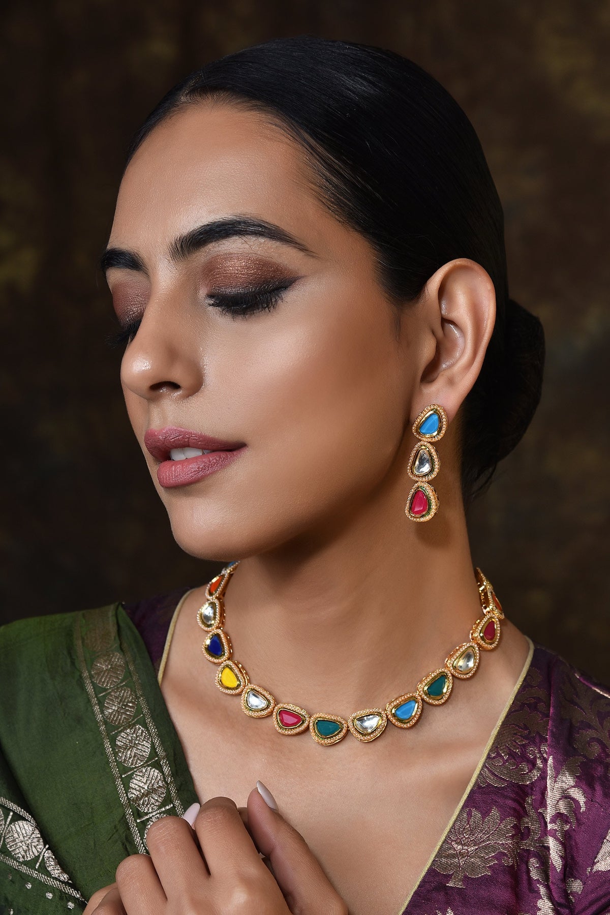Stone Encrusted Necklace Set 