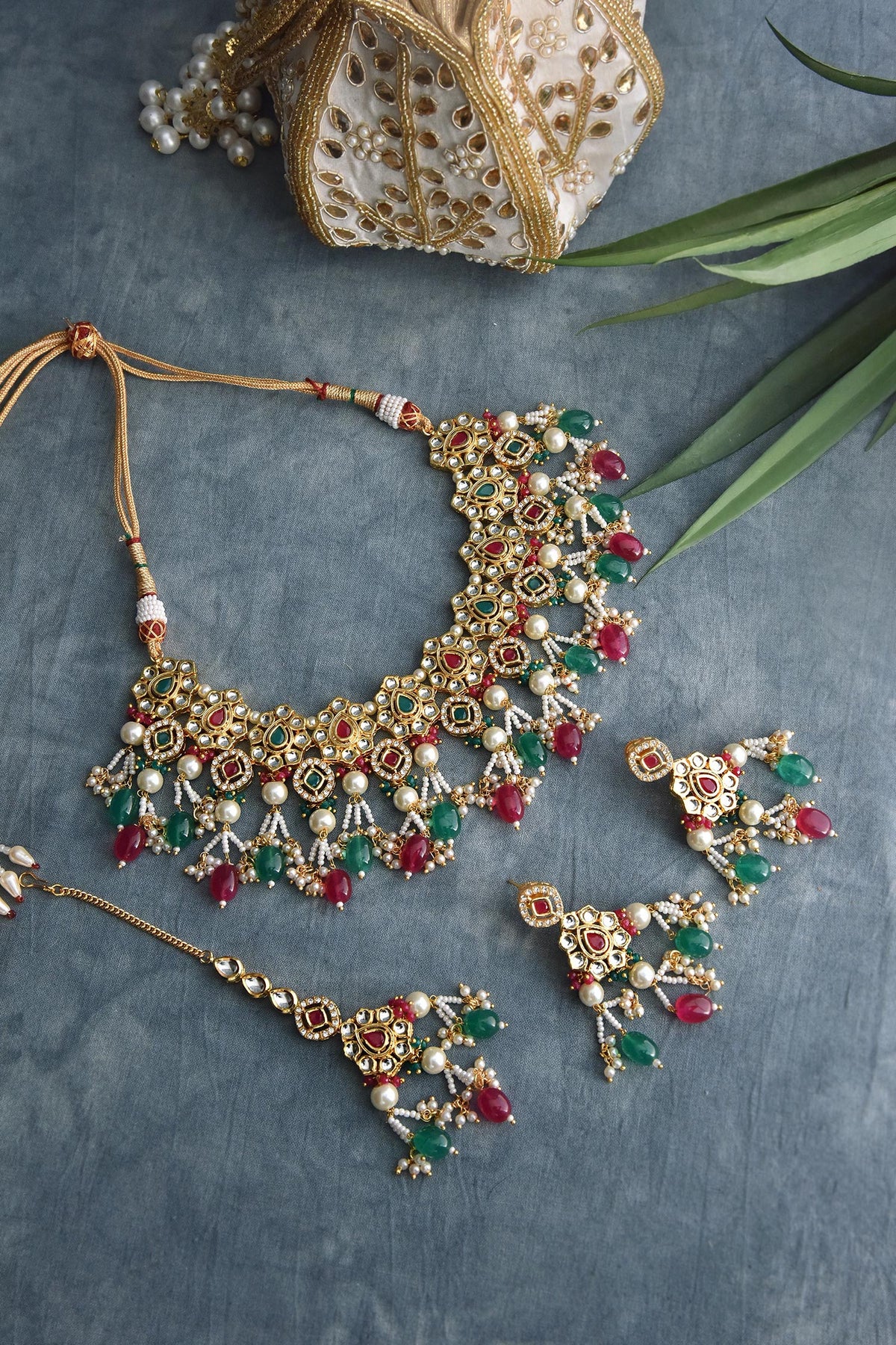 Floral Kundan Studded Choker Set 