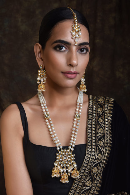 Layered Kundan Long Necklace Set 
