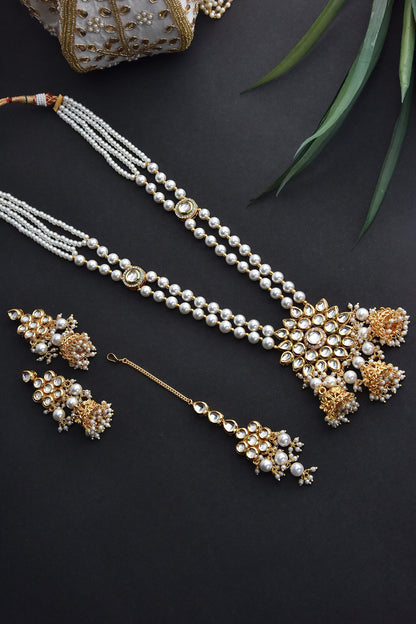 Layered Kundan Long Necklace Set 