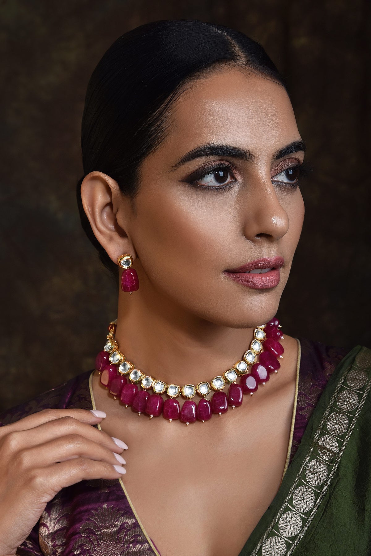 Stone Drop Kundan Choker Set 