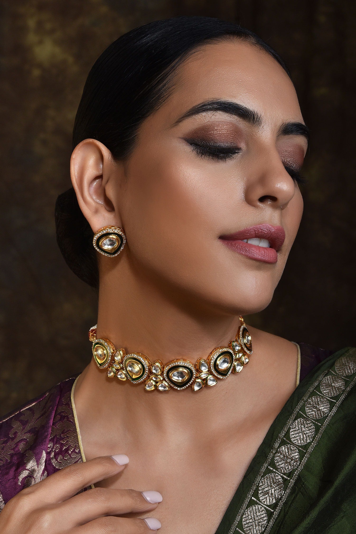 Polki Choker Necklace Set 