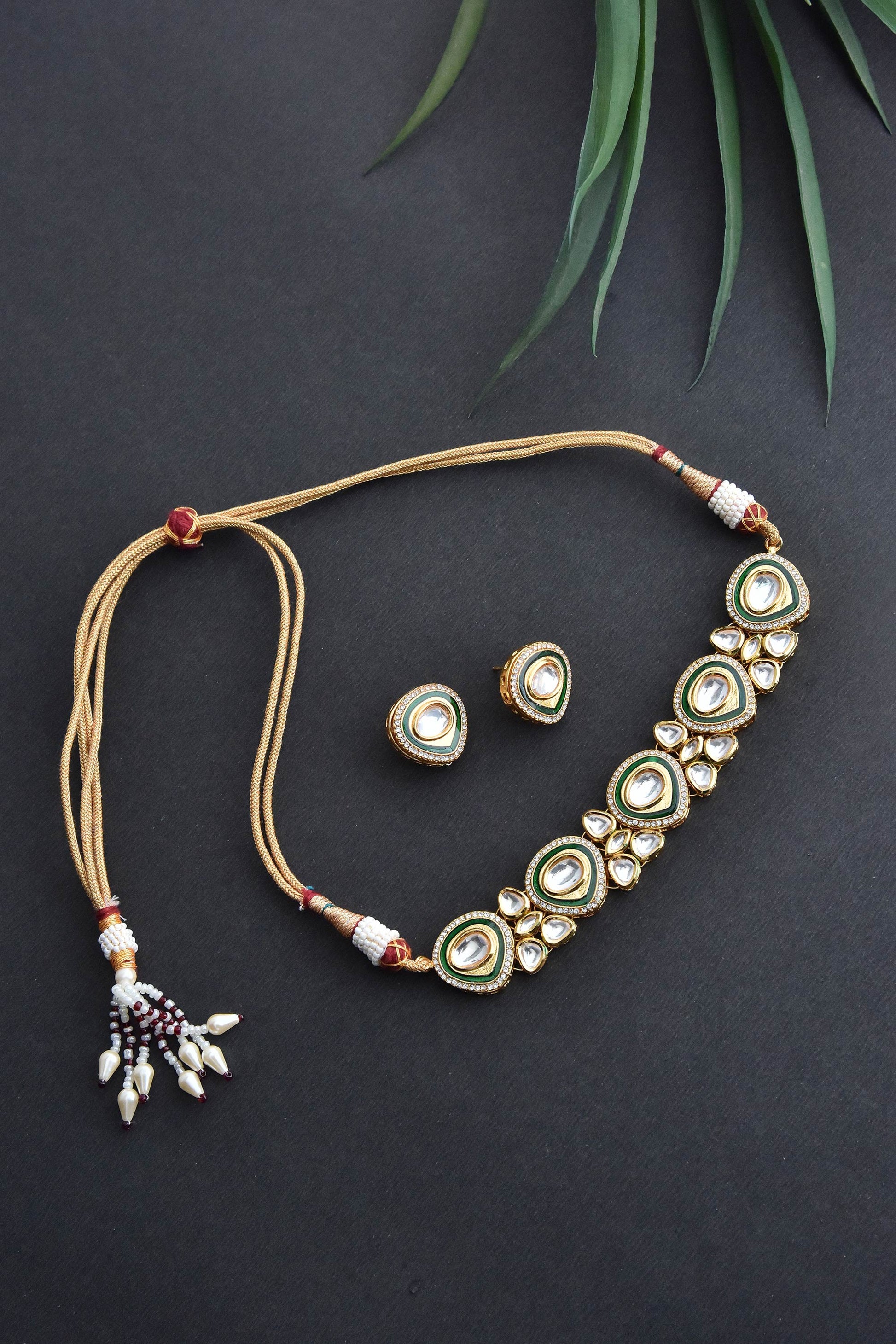 Polki Choker Necklace Set 