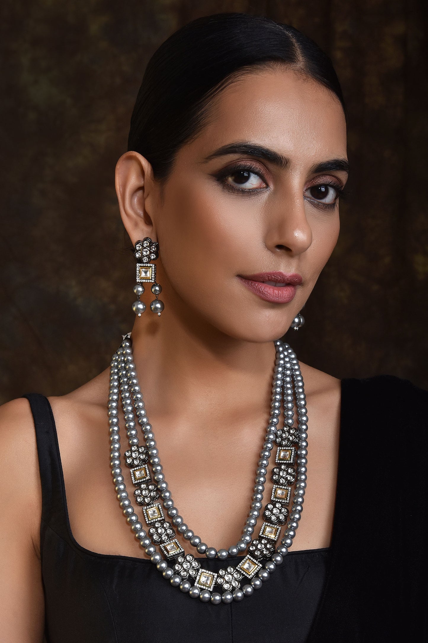 Layered Stone Necklace Set 
