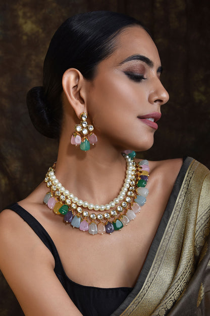 Handcrafted Stone Drop Necklace Set 