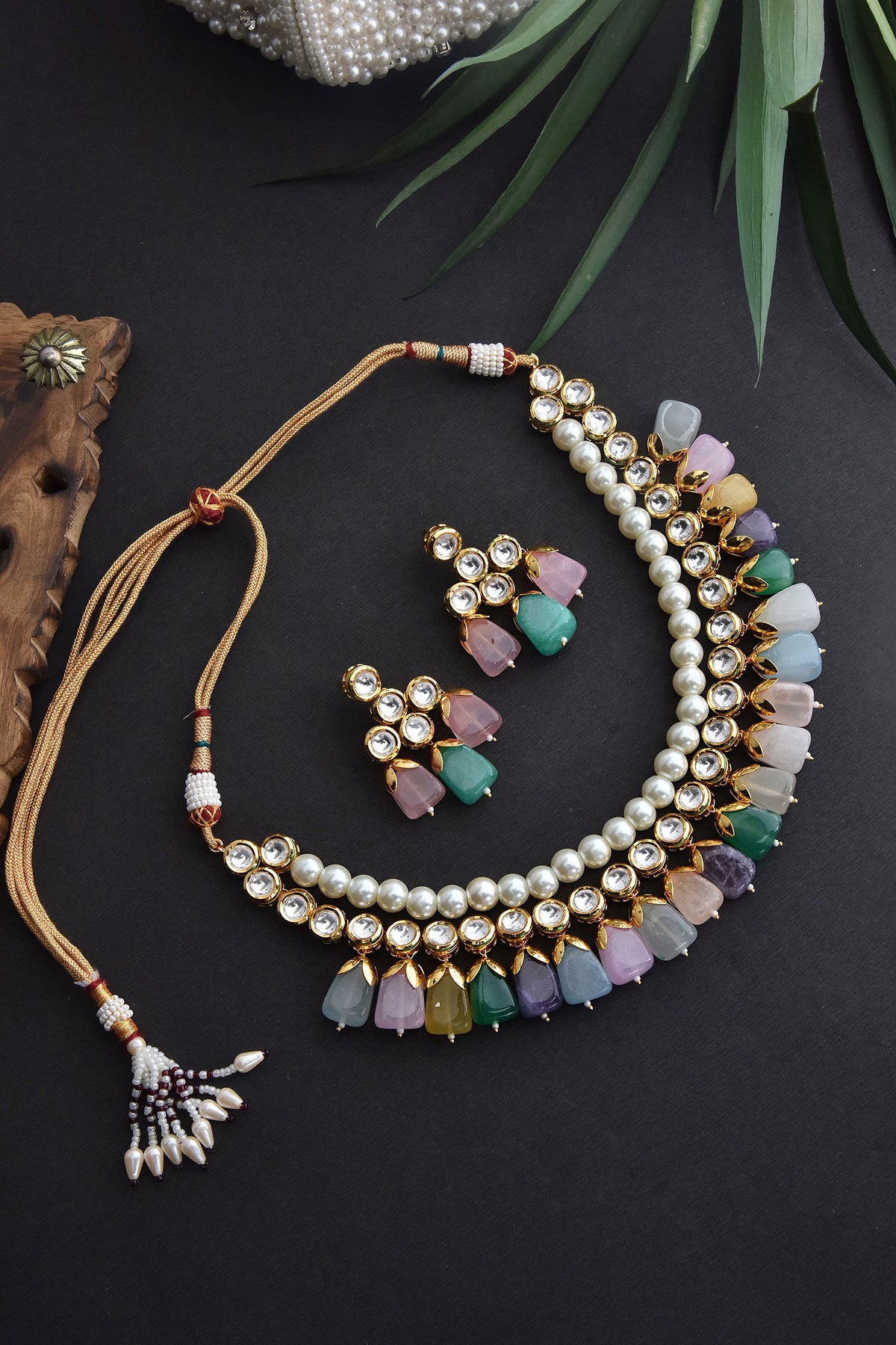 Handcrafted Stone Drop Necklace Set 