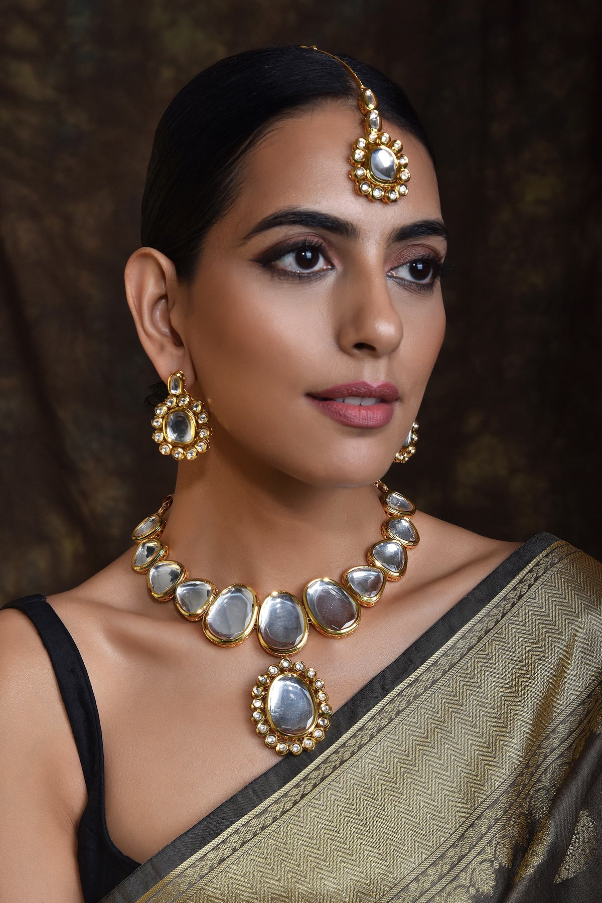 Floral Pendant Drop Necklace Set 