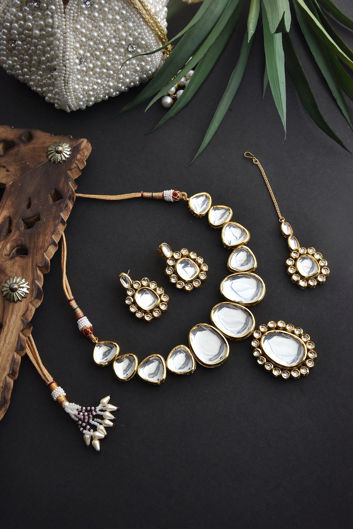 Floral Pendant Drop Necklace Set 