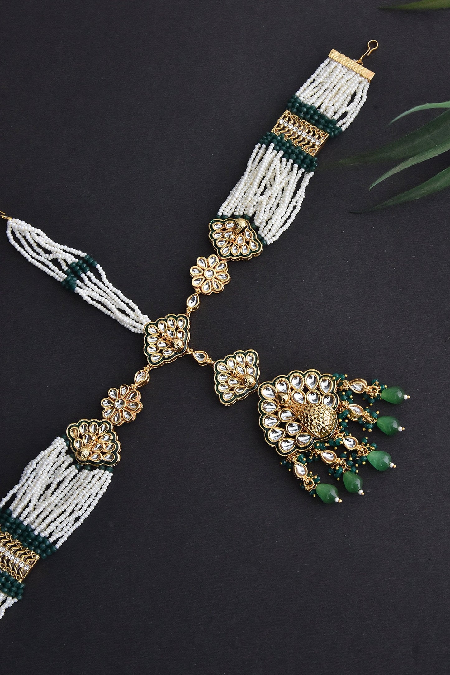 Peacock Motif Kundan Mathapatti 